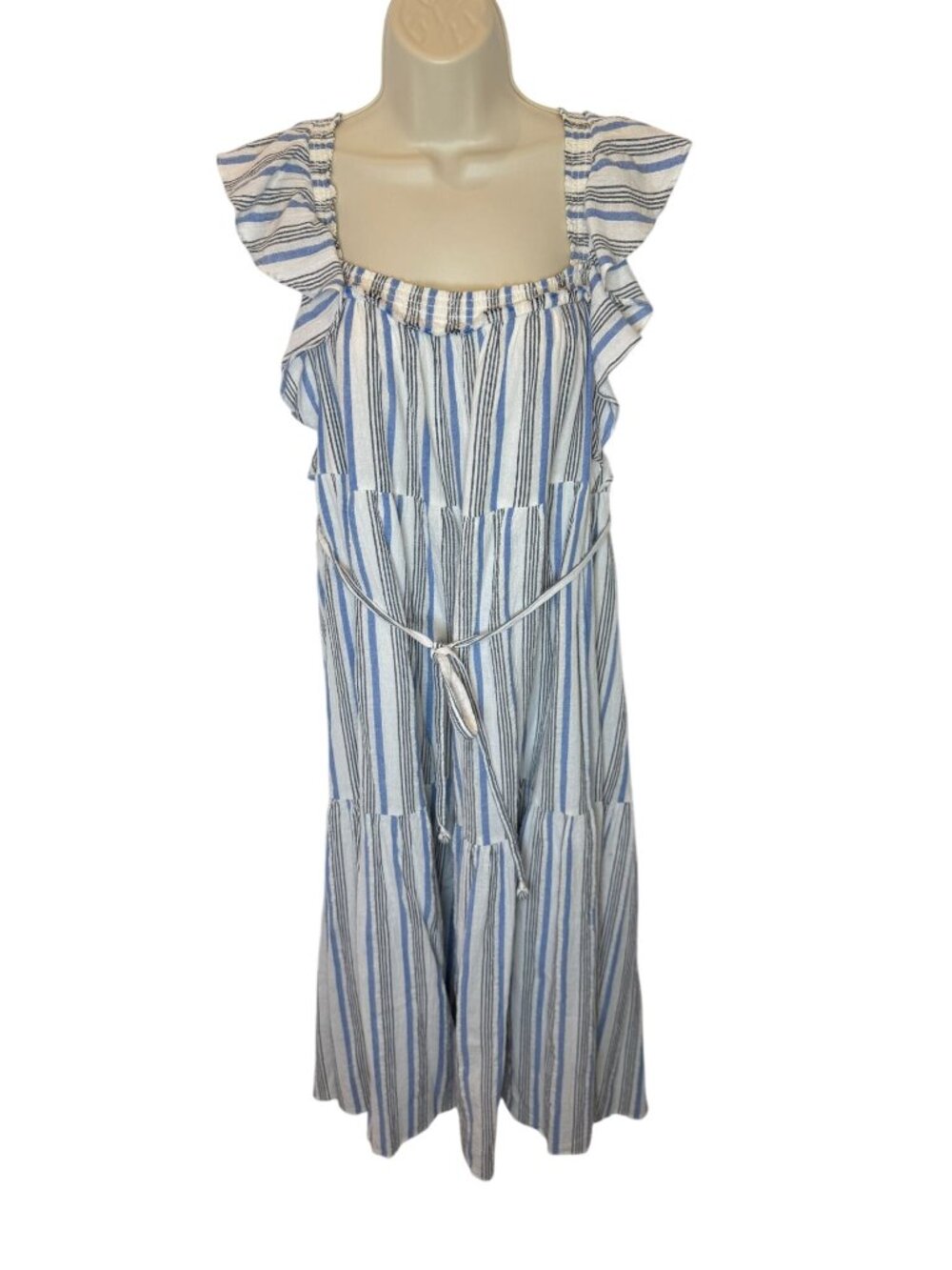 Apiece Apart Ossetia Tiers Dress in Seaside Stripe Cotton Gauze - Size 6 - Picture 2 of 8